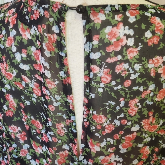 Ax Paris Black/Mauve/Green Multi-color Floral Long Sleeve Mini Dress, Size 18 - Picture 11 of 15